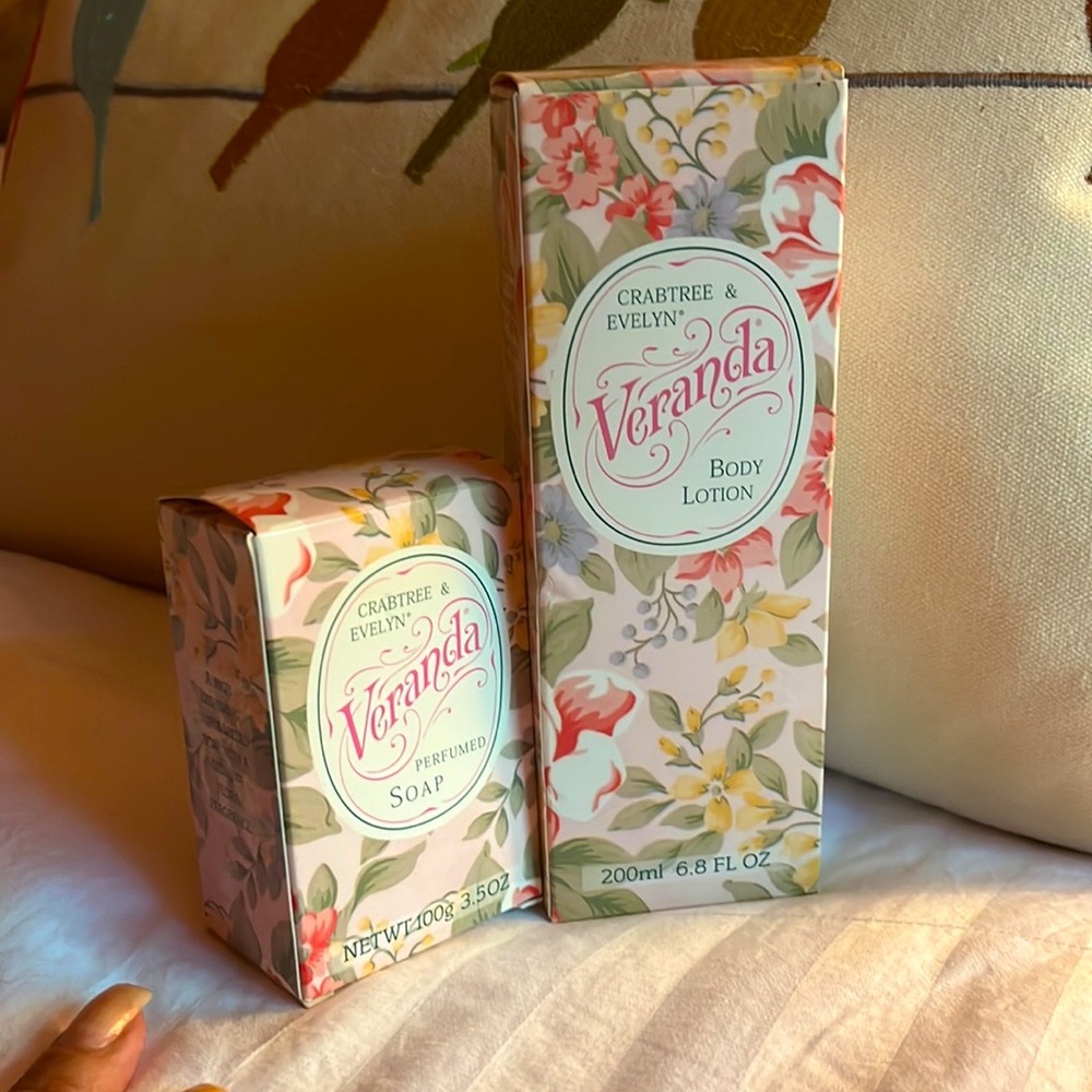 Crabtree & Evelyn 2pc Veranda Vintage 1992 Body Lotion & Bath Soap Set • NWT